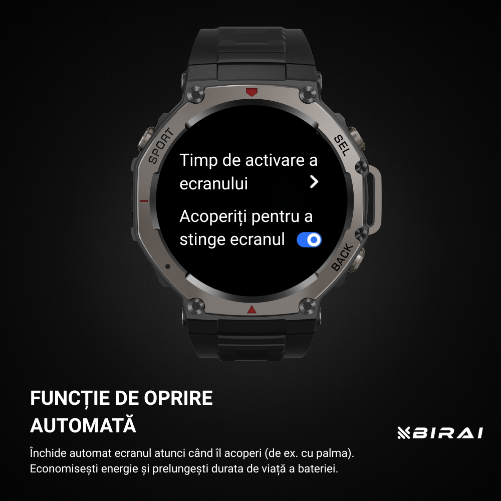 Smartwatch Bărbați GloryFitPro Birai – GPS, AMOLED 1.43", 5ATM, Apeluri Bluetoot, Negru - imagine produs
