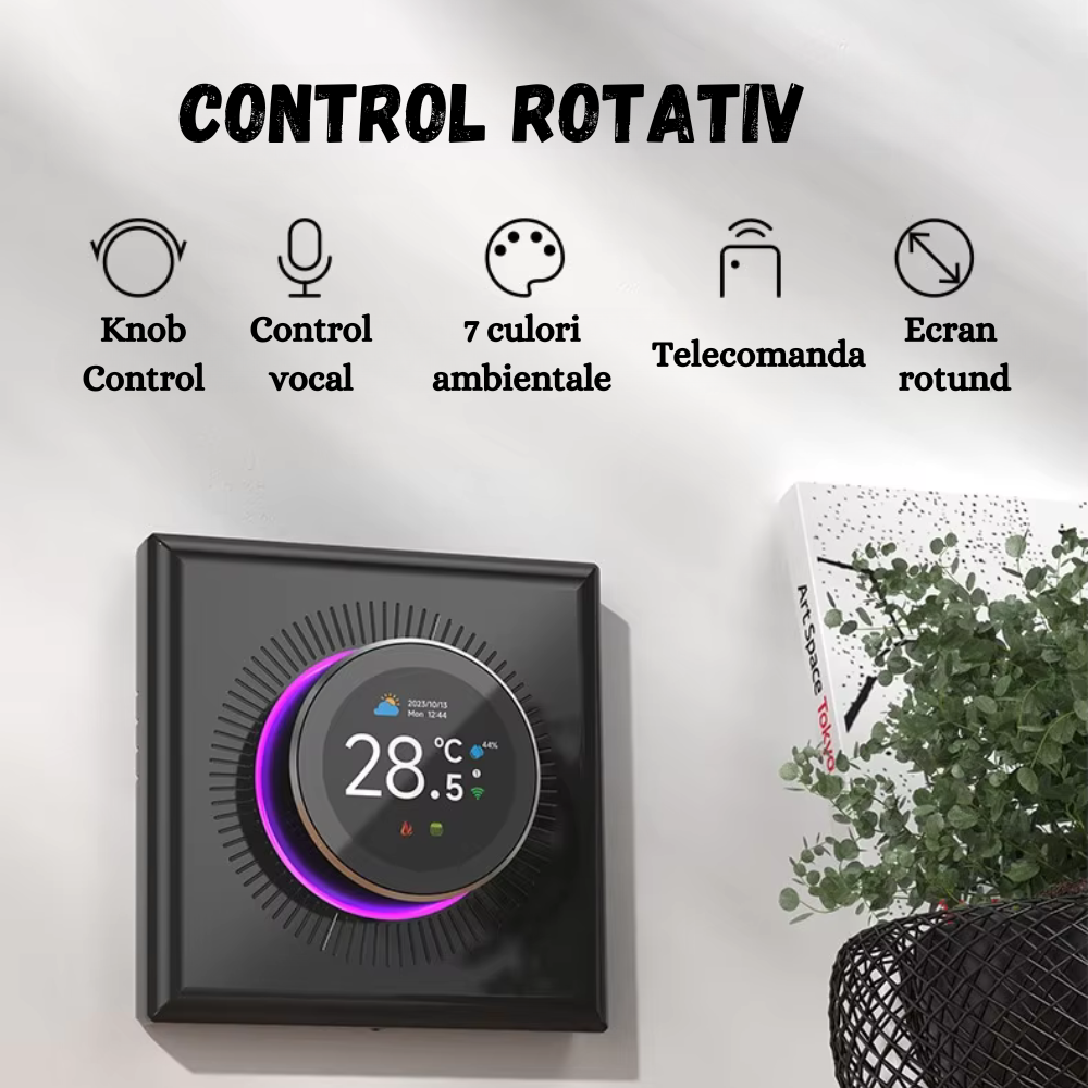 Termostat Inteligent WiFi Birai Gri – Tuya/Smart Life, Google Home & Alexa, Afișaj Tactil, Centrală Gaz - imagine produs