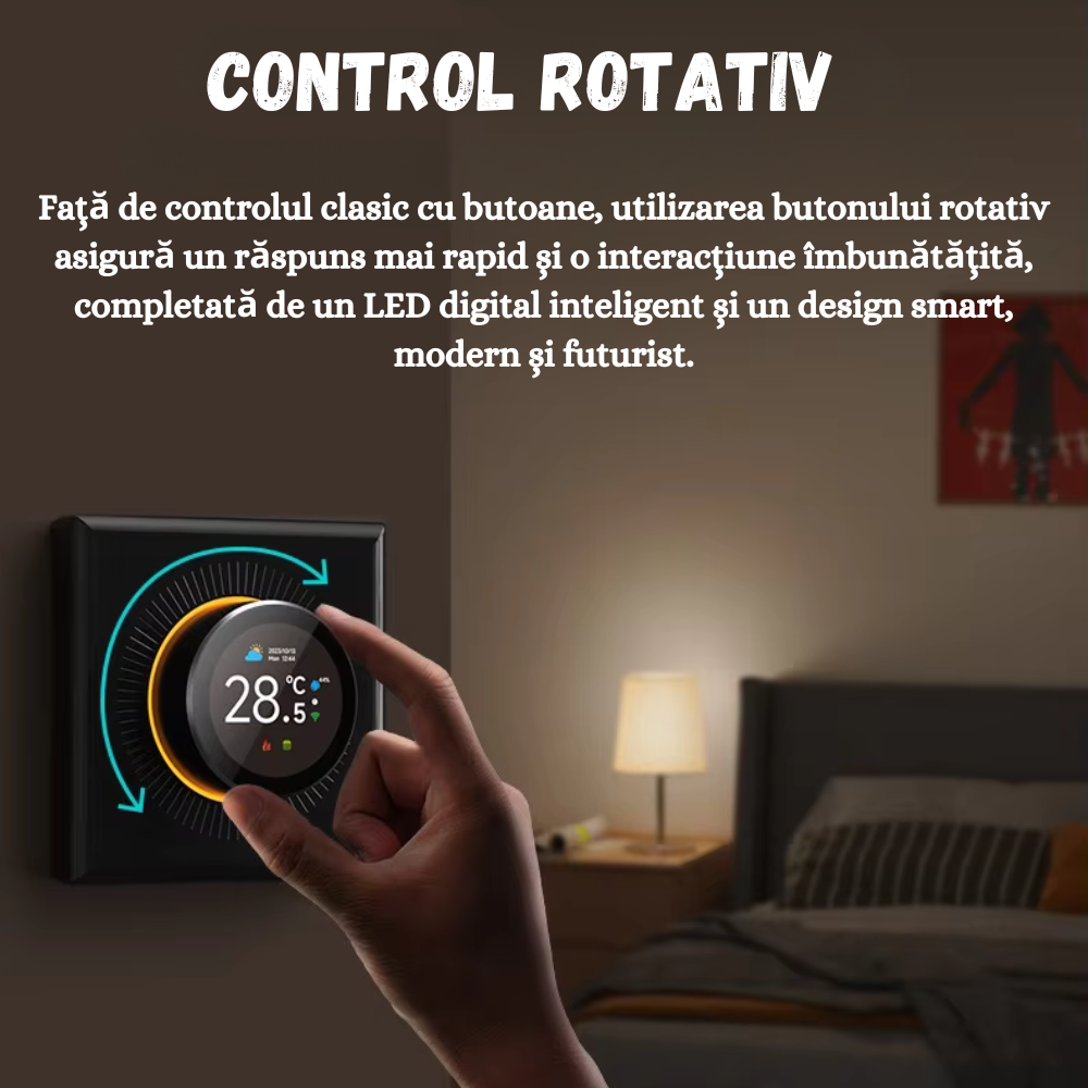 Termostat Inteligent WiFi Birai Alb – Tuya/Smart Life, Google Home & Alexa, Afișaj Tactil, Centrală Gaz - imagine produs