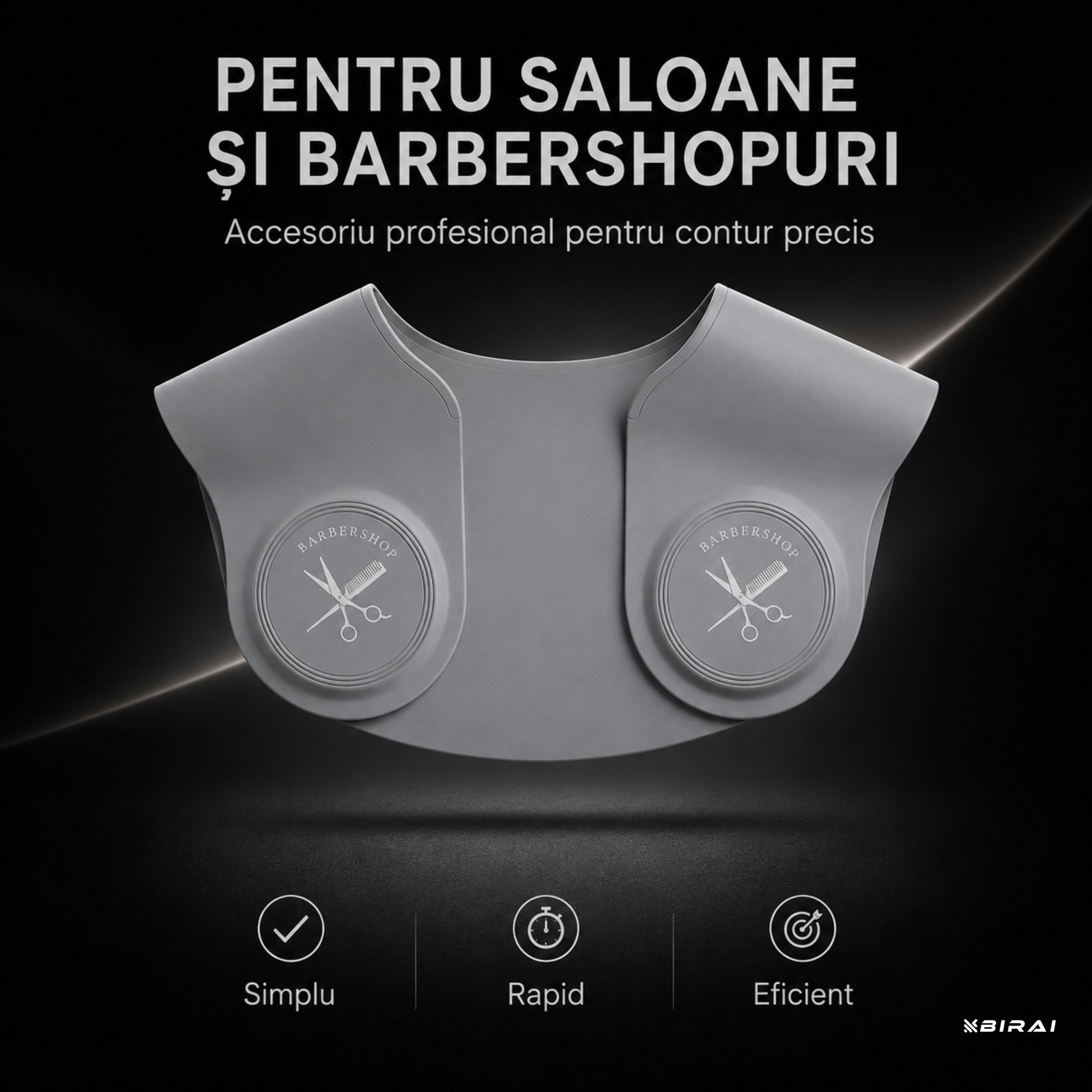 Guler Profesional BIRAI din Silicon pentru Tuns și Vopsit, Impermeabil, Reutilizabil, Gri, 32 × 37 cm - imagine produs